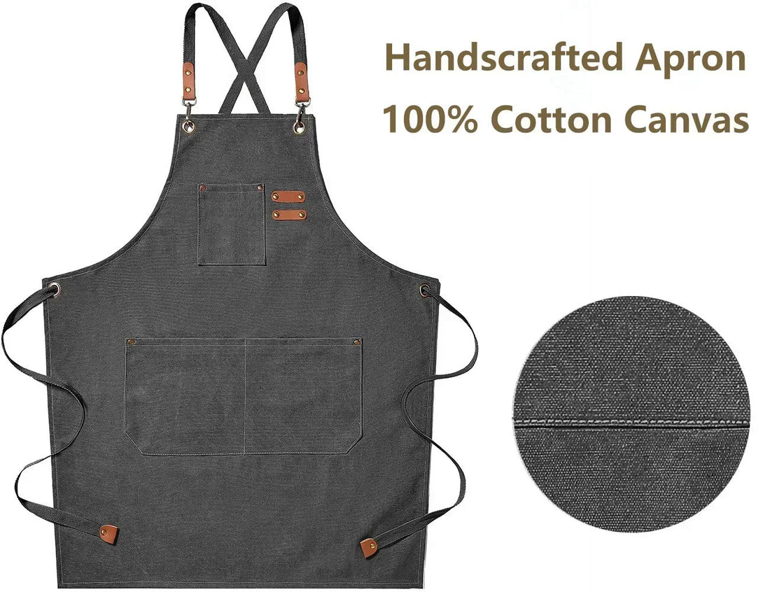 New Fashion Canvas Kitchen Aprons For Woman Men Chef Work Apron For Grill Restaurant Bar Shop Cafes Beauty Nails Studios Uniform